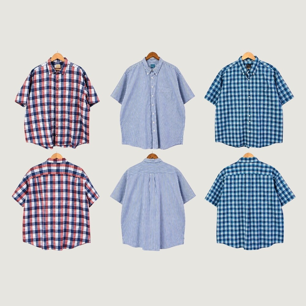 Jos A Bank Mens Shirt XXL 100% Linen Plaid Short Sleeve Button Down Blue Red XXL